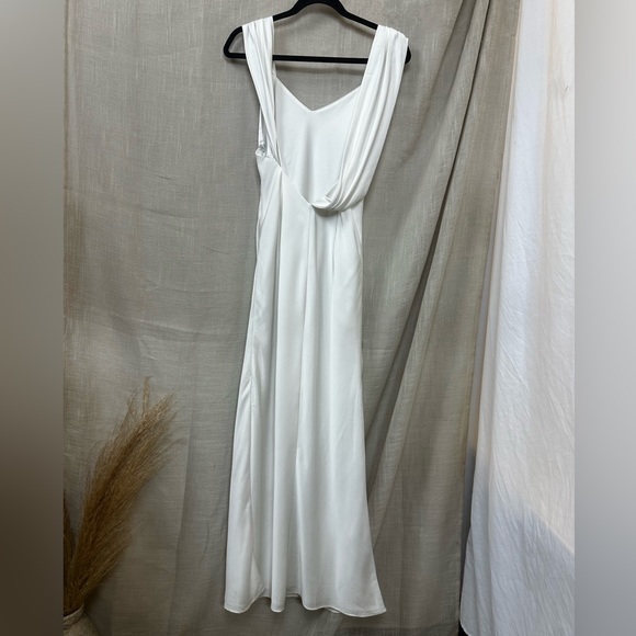 Fame & Partners Francois Drape Gown Maxi Dress in White Size 4 - Picture 10 of 15